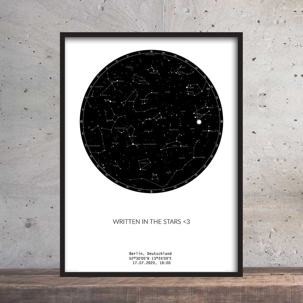 Sternenhimmel Poster Persönliche Sternenkarte Schwarz Weiss Sternenhimmel Poster Persönliche Sternenkarte Schwarz Weiss Pimavo
