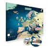 Europakarte Blau Gross XXL Pinnwand Leinwand
