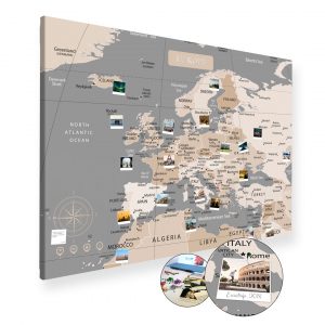 Europakarte Pastell Grau Gross XXL Pinnwand Leinwand