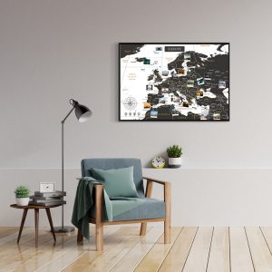 Europakarte Schwarz Weiss A1 Pinnwand Aluminiumrahmen Schwarz Wand