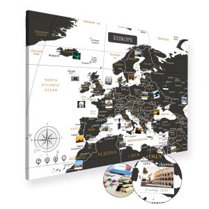 Europakarte Schwarz Weiss Gross XXL Pinnwand Leinwand