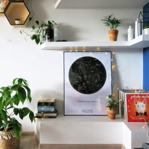 Sternenhimmel Poster Persönliche Sternenkarte Schwarz-Weiss Wand