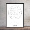 Sternenhimmel Poster Persönliche Sternenkarte Weiss-Schwarz Pimavo