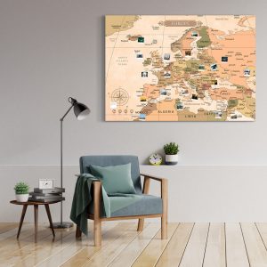 Vintage Europakarte Gross XXL Pinnwand Leinwand Wand