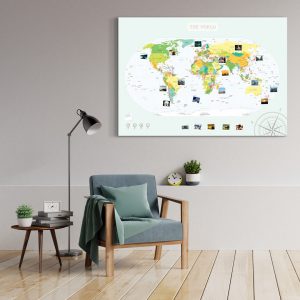 Weltkarte Politisch Gross XXL Pinnwand Leinwand Wand