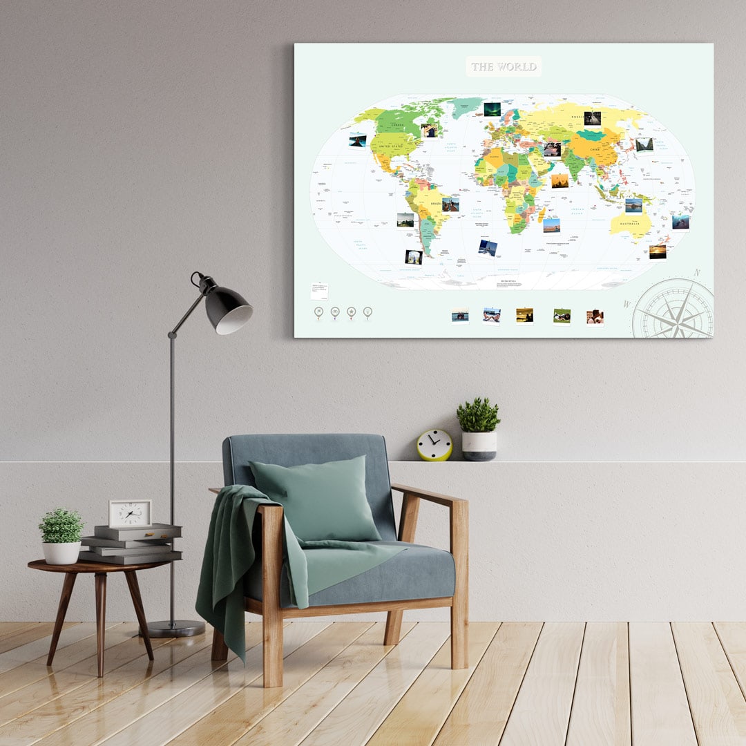 Weltkarte-Politisch-Gross-XXL-Pinnwand-Leinwand-Wand Weltkarte Politisch Gross XXL Pinnwand Leinwand Wand